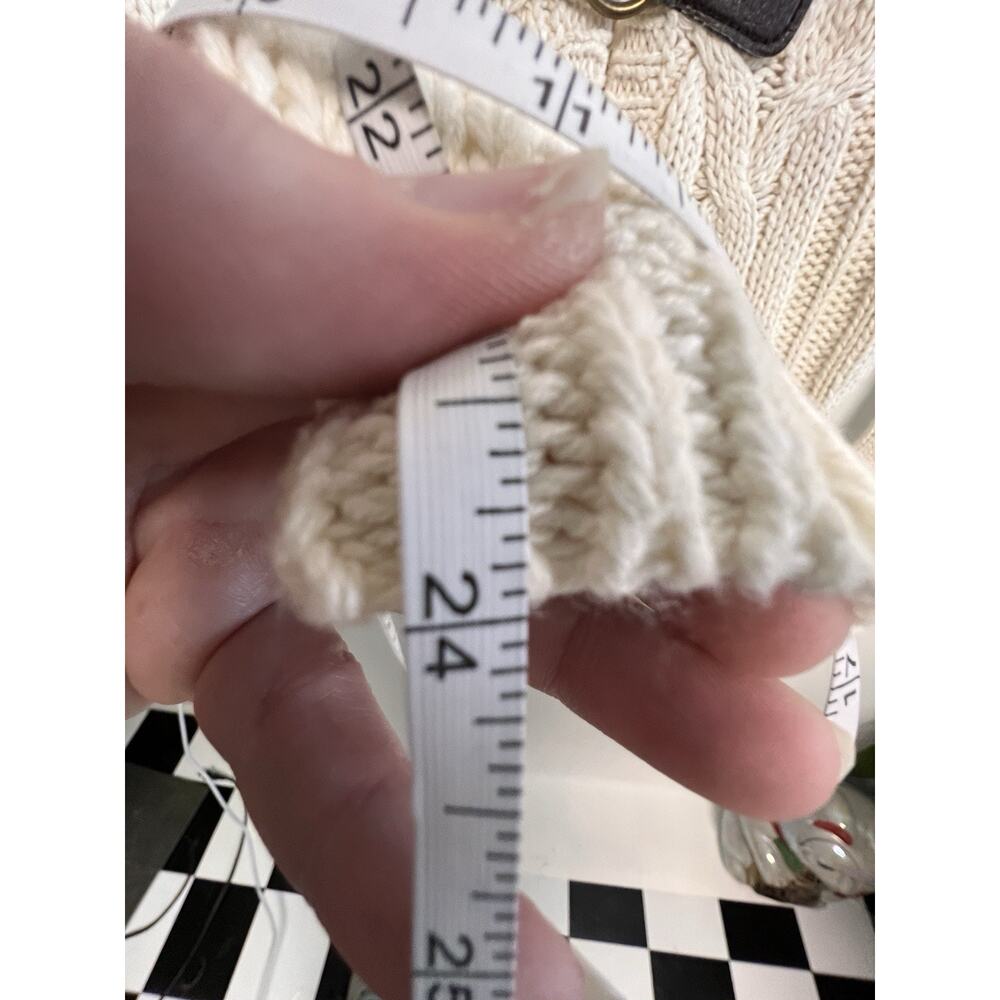 Y2K Hooded Toggle button Cable Knit Cardigan Sweater Small Equestrian Cape Cod - Picture 7 of 8